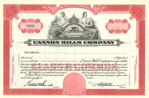 Cannon Mills Co. - Stock Certificate